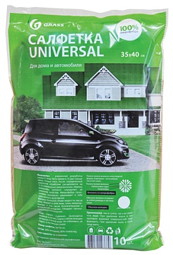 Уборочный инвентарь для автомойки GRASS -  GRASS Салфетка из 100% микрофибры универсальная, 10 шт.